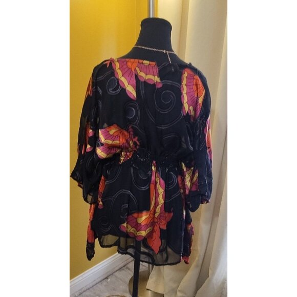 Dots Long Sleeve Flowy Sheer Blouse L - Picture 2 of 6